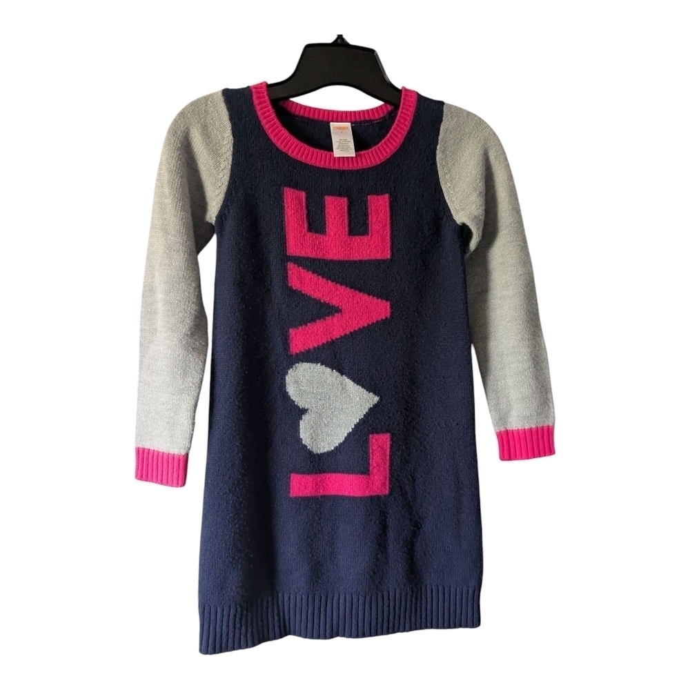 Gymboree Navy and Grey Sweater Dress with Pink Accents. Size 8. Long Sleeve.